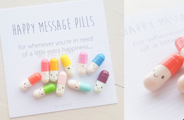 Om blij van te worden: happy message pills